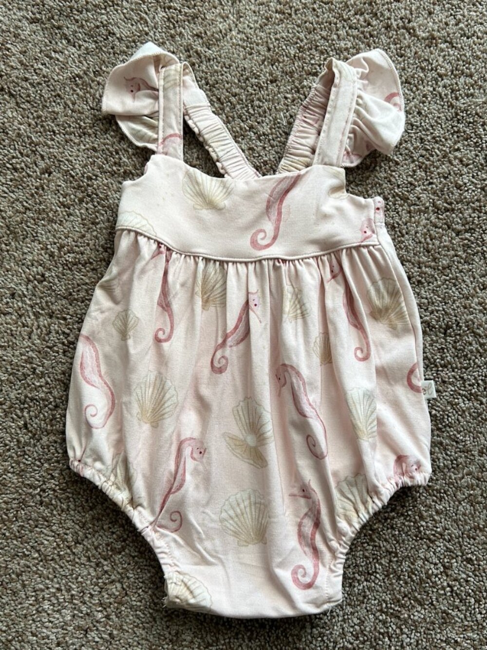 Emi Lei Seahorse Ruffle Romper | Baby Girl 12-18M | NWT